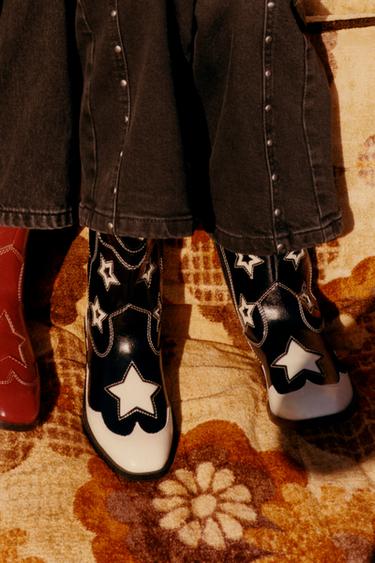 BOTA COWBOY ESTRELAS - Preto da Zara - Imagem 0