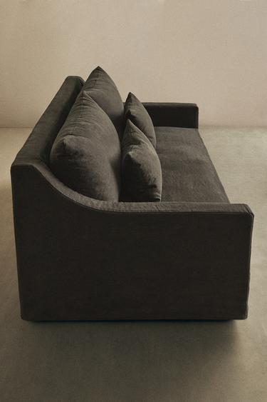 CANAPÉ LIN DÉLAVÉ DÉHOUSSABLE - Gris foncé de Zara - Image 3