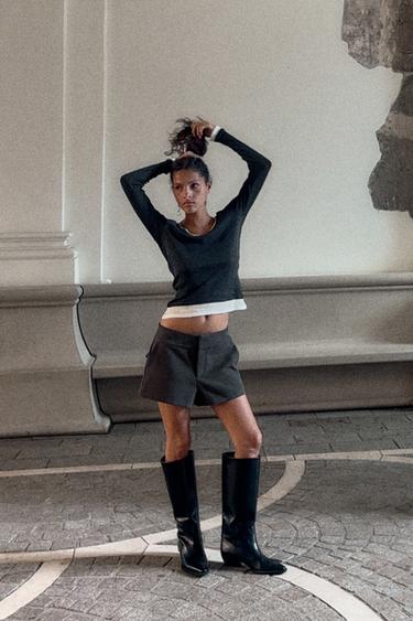 КОРОТКИЕ ШОРТЫ ИЗ ИСКУССТВЕННОЙ КОЖИ — АНТРАЦИТОВО-СЕРЫЙ от Zara