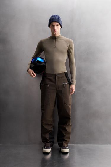 COMPRESSION QUARTER-ZIP SKI T-SHIRT - Mid-green by Zara