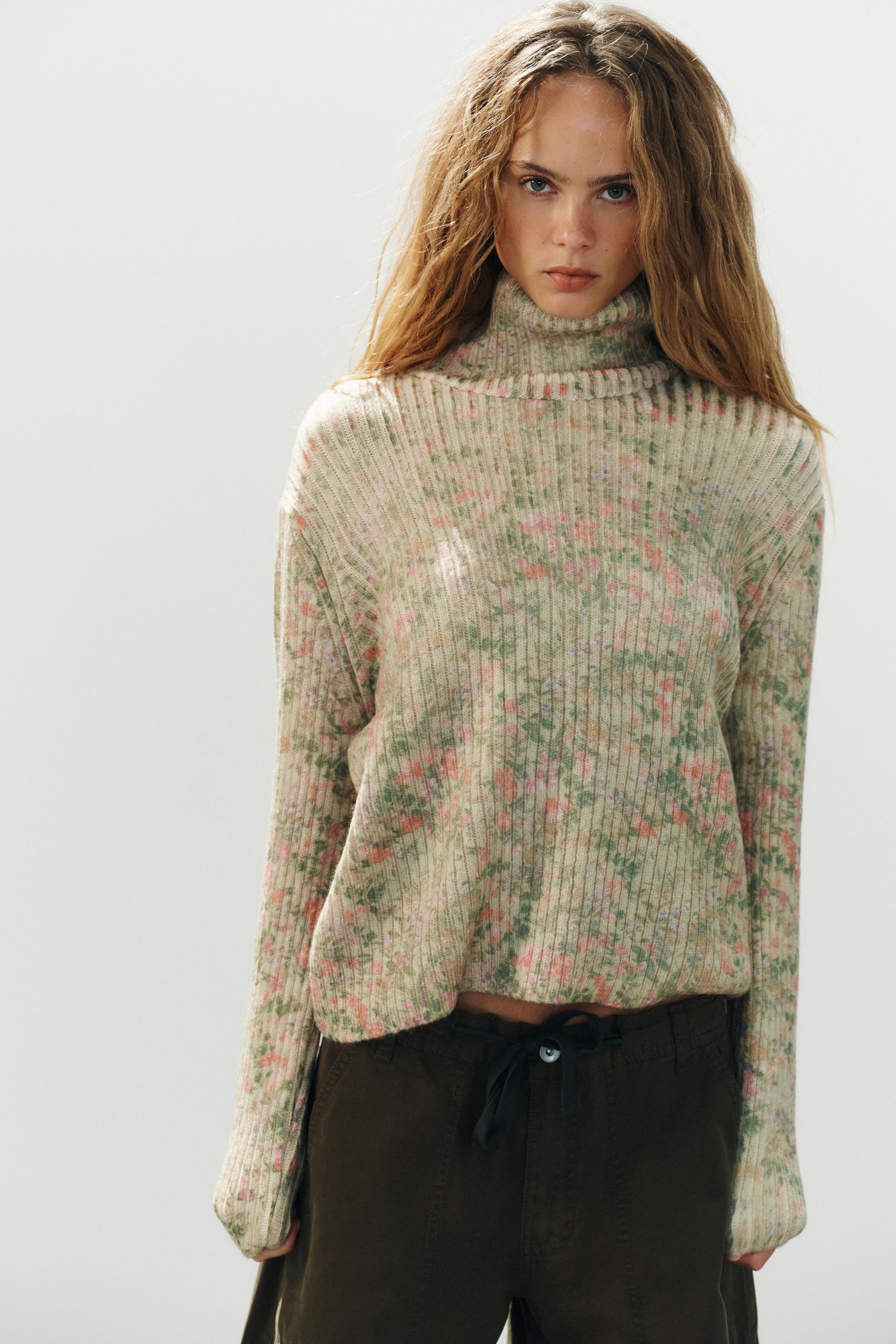 PRINTED RIBBED KNIT SWEATER thumbnail 2