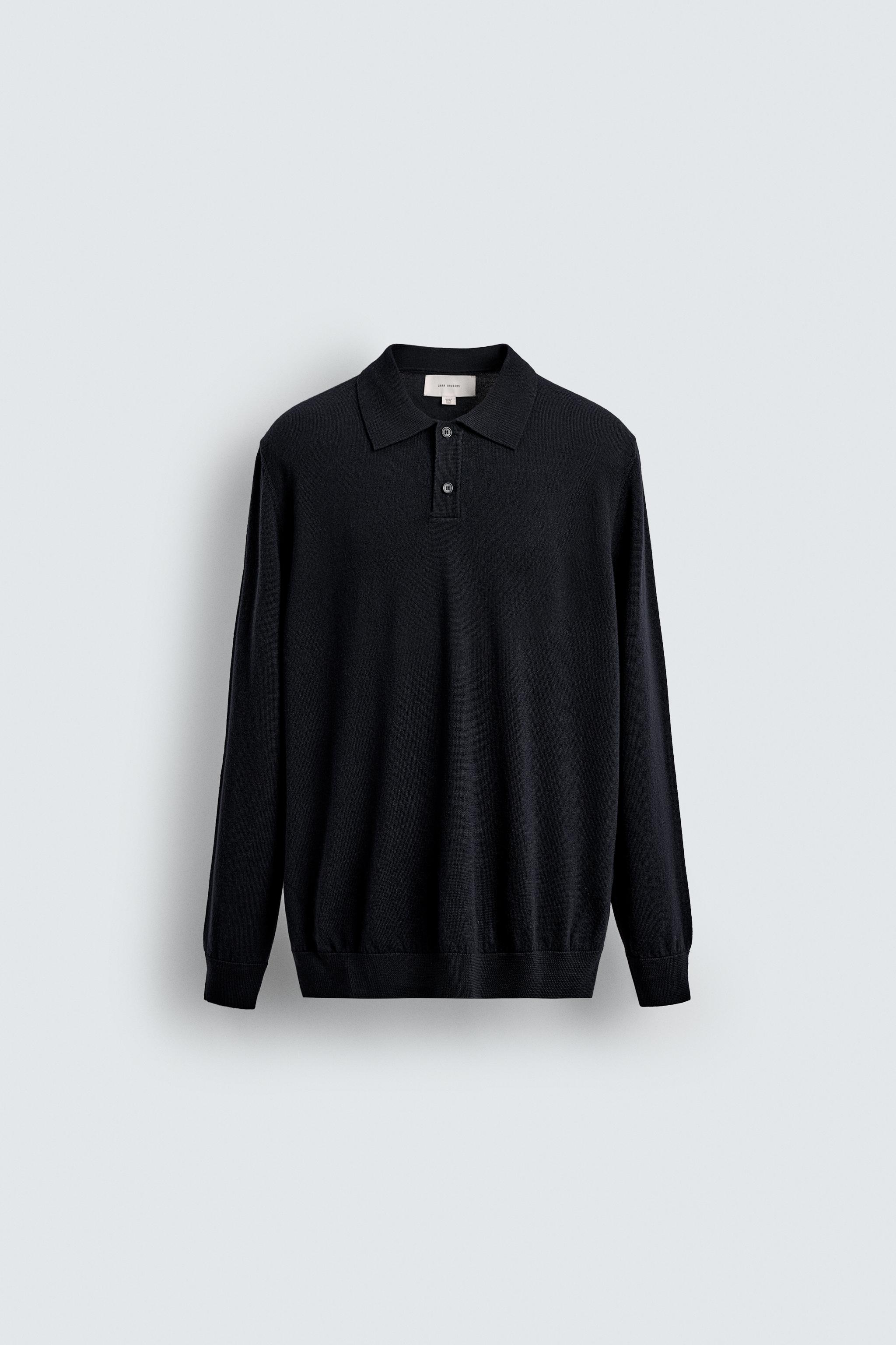 ウール100%ニットポロシャツ - ネイビーブルー | ZARA Japan / 日本
