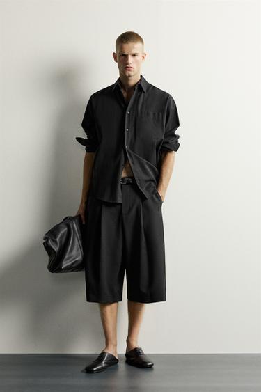 BERMUDASHORTS WIDE FIT MIT ZIERFALTEN - Schwarz von Zara - Bild 0