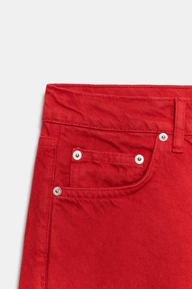 ZW COLLECTION MID-WAIST STRAIGHT JEANS - Red by Zara - Image 8