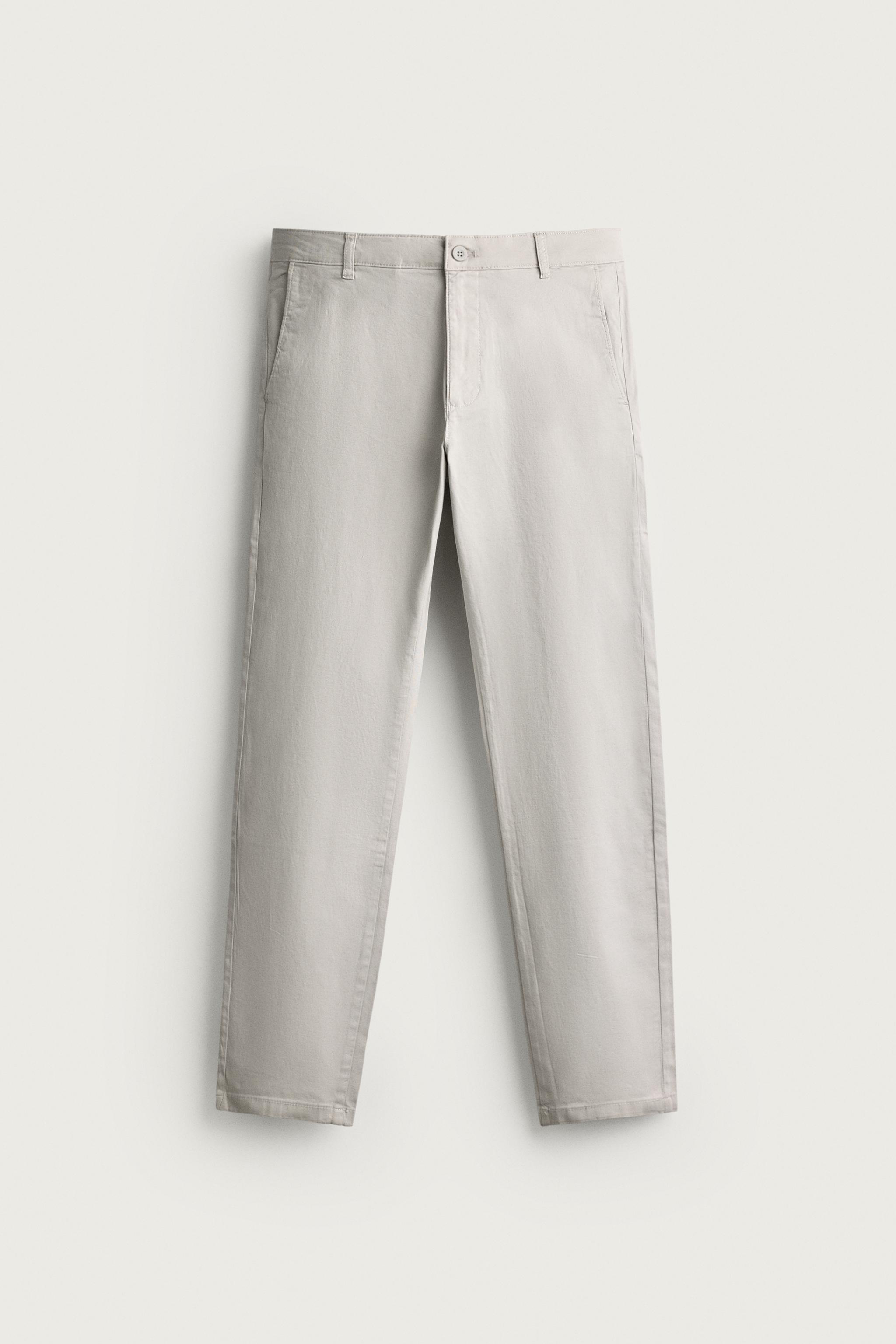 SKINNY FIT CHINO PANTS — Light gray