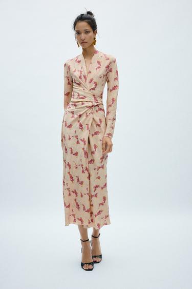 ZW COLLECTION PRINT DRESS - Ecru / Red by Zara