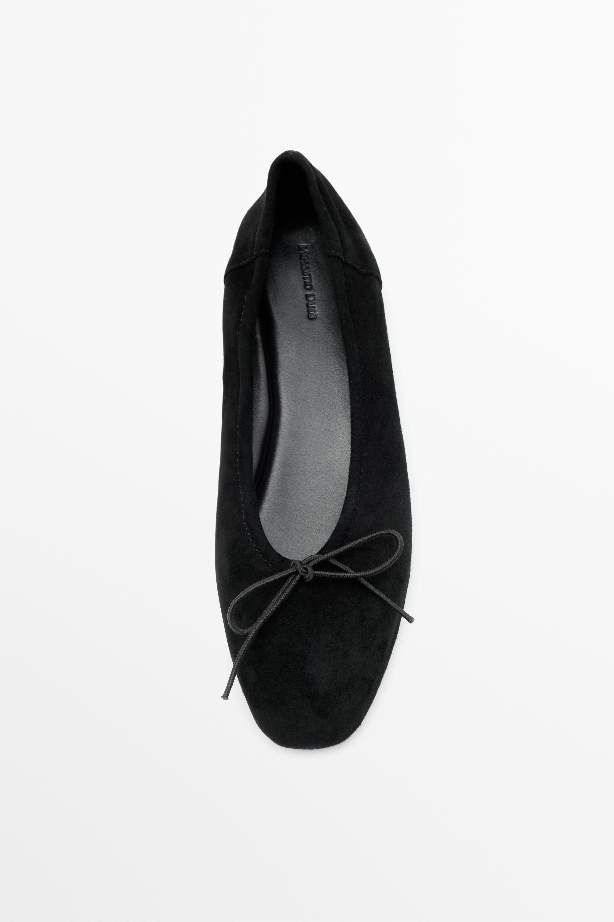 Suede bow ballet flat