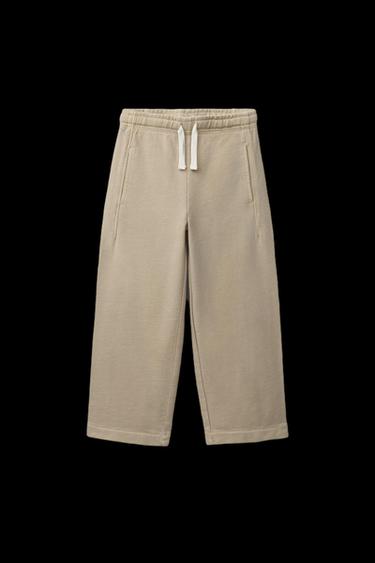 PANTALÓN FELPA STRAIGHT BORDADO - Arena de Zara