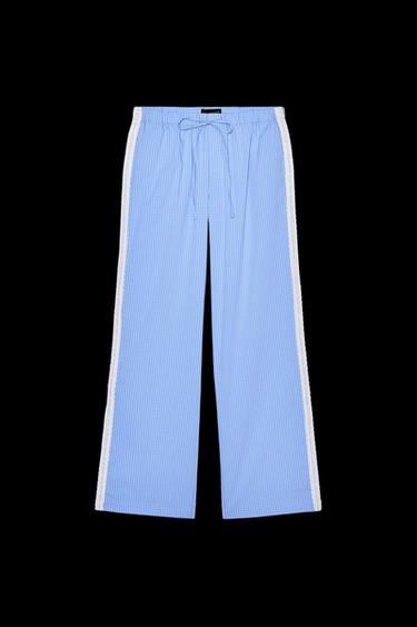 LACE CHECK PYJAMA TROUSERS - Blue/White by Zara - Image 0