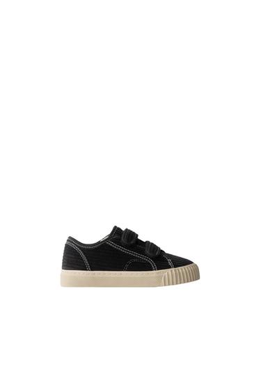 Zara CORDUROY LAMBSKIN SNEAKERS - Black