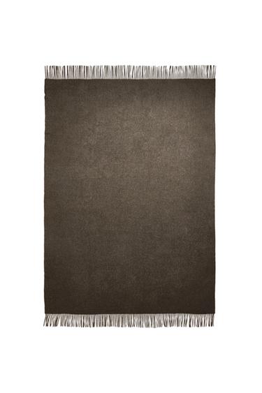 WOOL AND CASHMERE BLEND THROW - Dark grey by Zara
