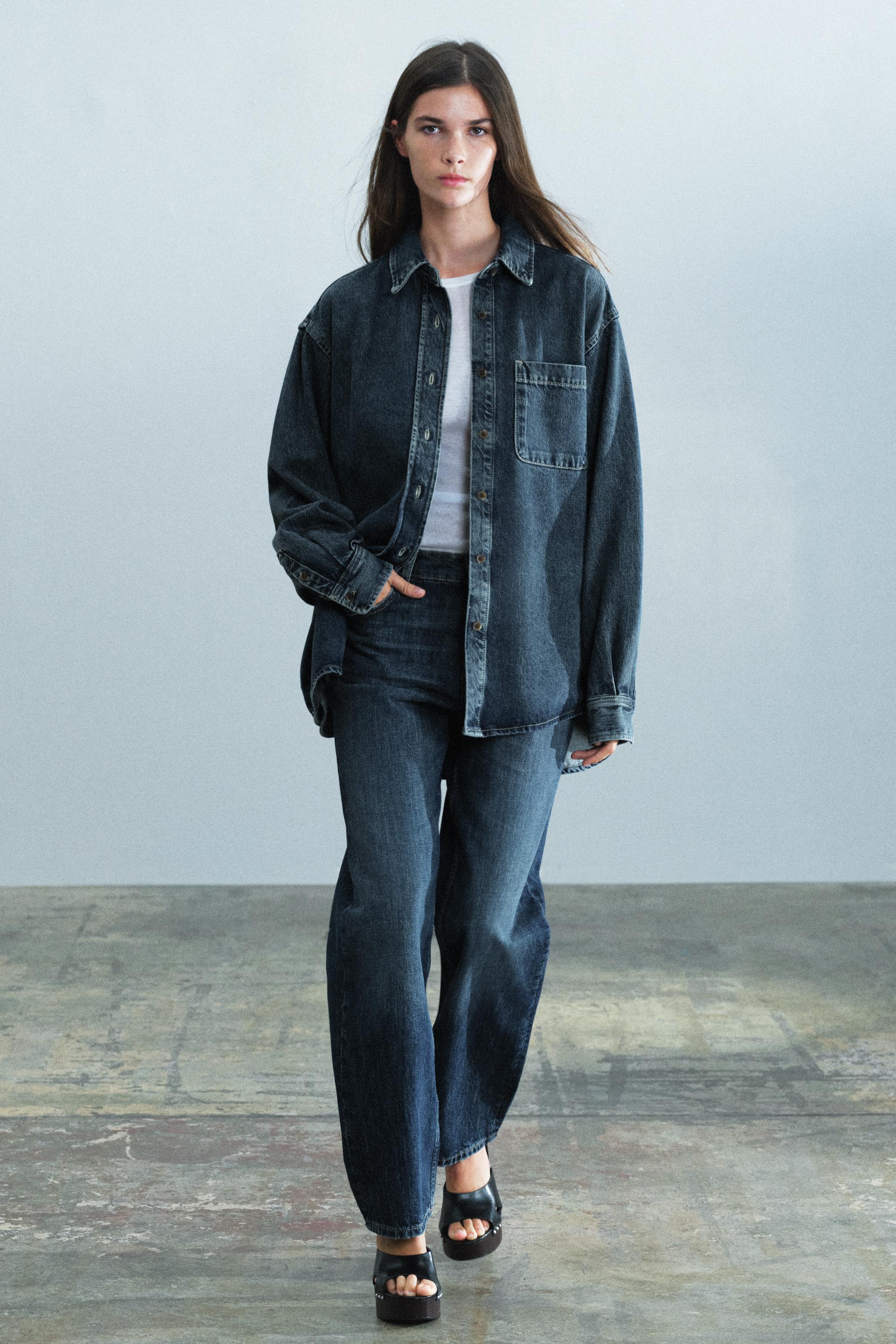 Zara ZW COLLECTION DENIM GÖMLEK görsel 4