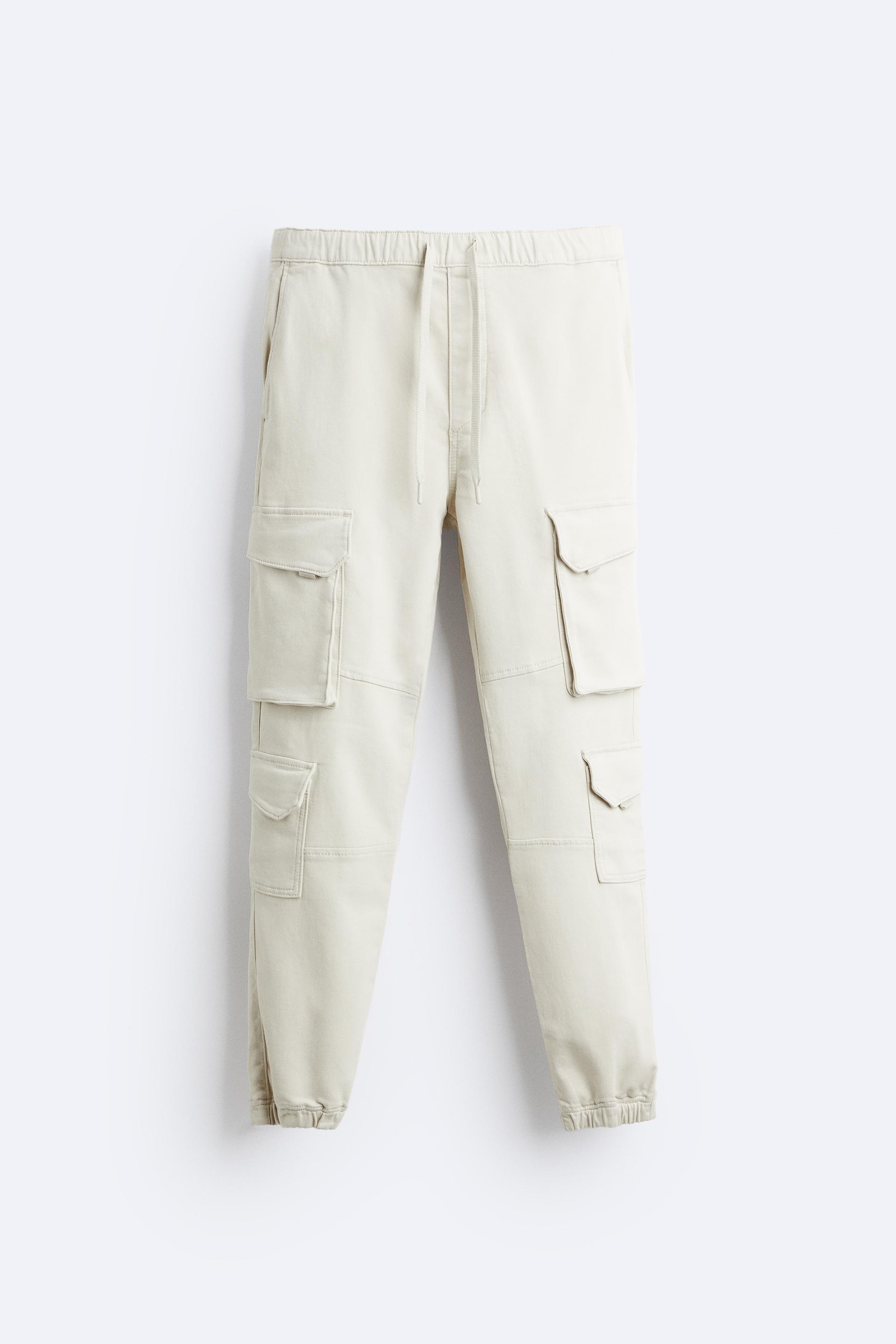 Zara Full Length Light Khaki Cargo Cotton Pants New Measurements XS S M L XL