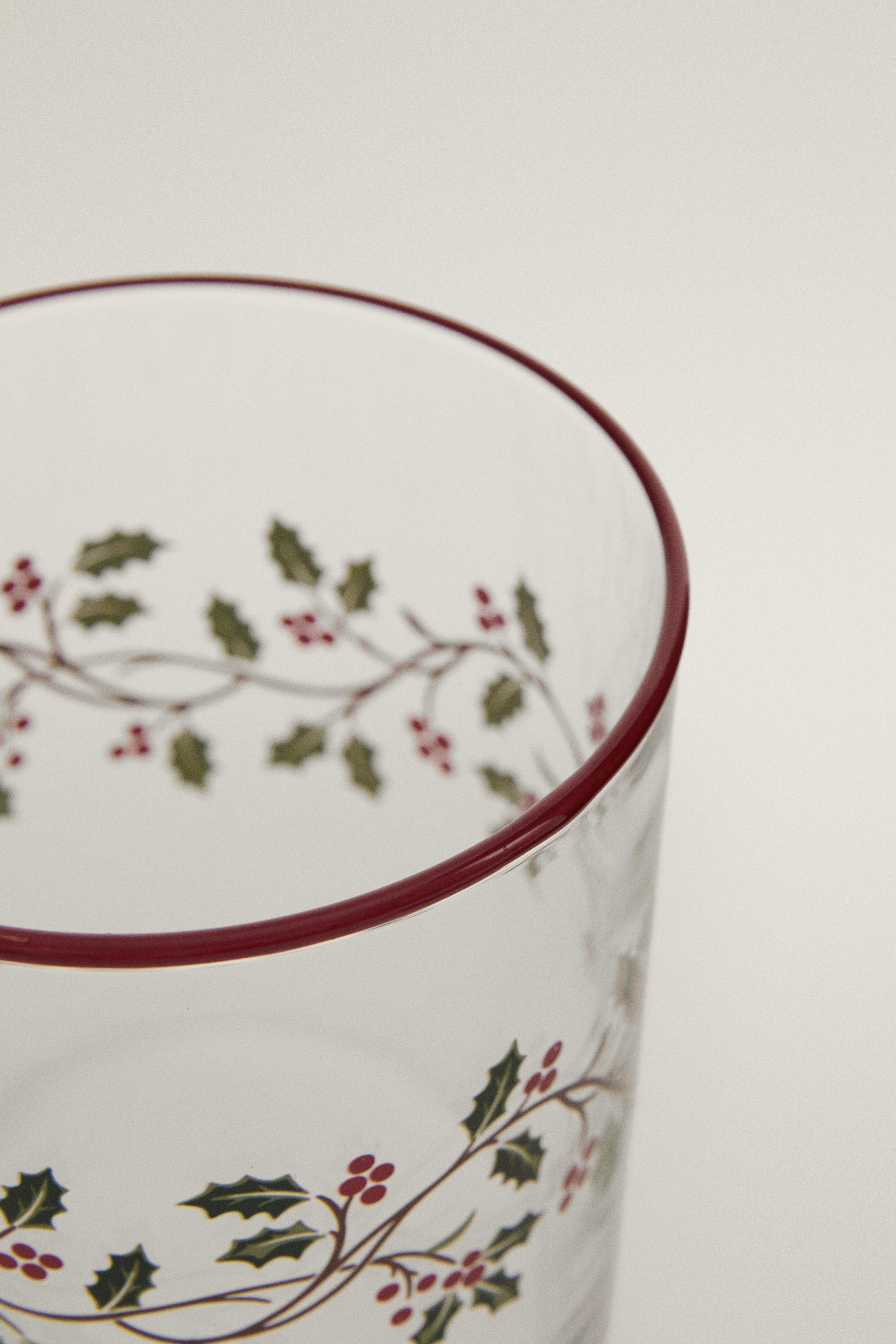 CHRISTMAS HOLLY GLASS TUMBLER