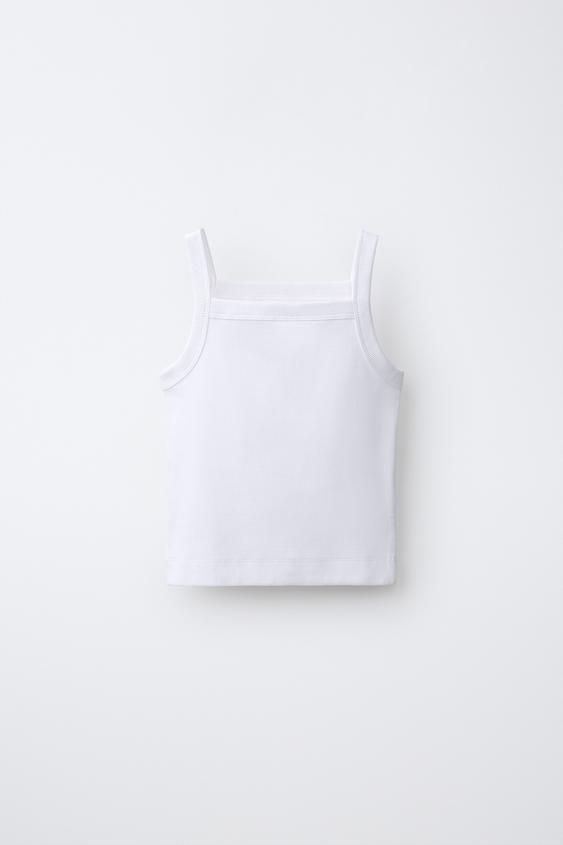 Zara 素色羅紋上衣 - 白色 - 圖片 0