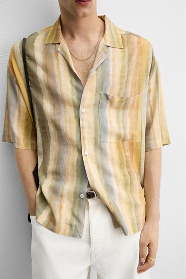 CHEMISE À IMPRIMÉ RAYURES - Orange de Zara - Image 5