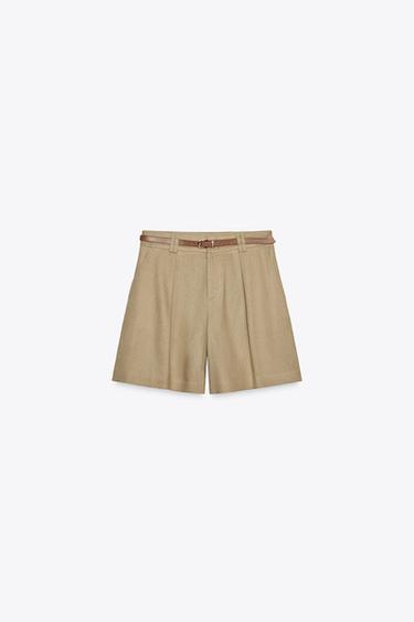 BERMUDA SHORTS WITH BELT IN A LINEN BLEND - Oil by Zara - Image 3