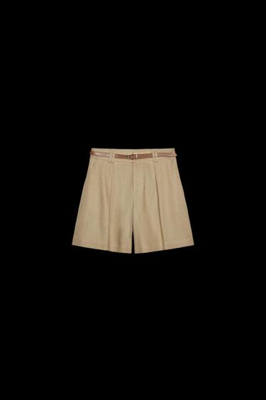 BERMUDA SHORTS WITH BELT IN A LINEN BLEND - Oil by Zara - Image 0