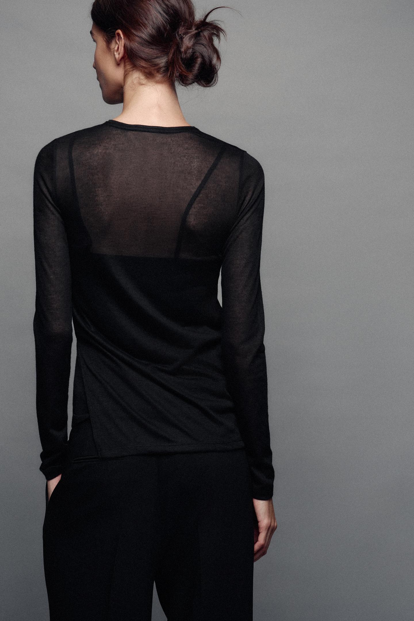 Женская футболка Zara Double Layer, цвет: Чёрный — фото 4