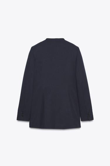 COLLARLESS BLAZER - Navy blue by Zara - Image 5