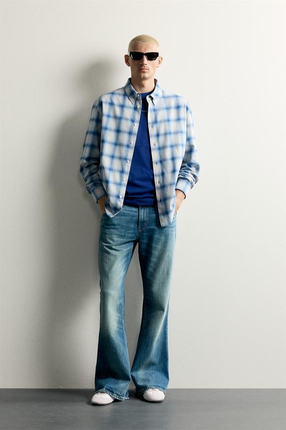 CAMISA RELAXED FIT CUADROS - Azul / Blanco de Zara - Imagen 0