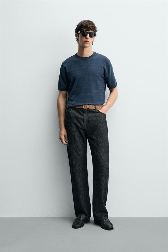 STRIPED COTTON LINEN BLEND KNIT T-SHIRT from Zara - $59.90