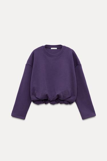 GATHERED CROPPED SWEATSHIRT - Purple by Zara - Image 4