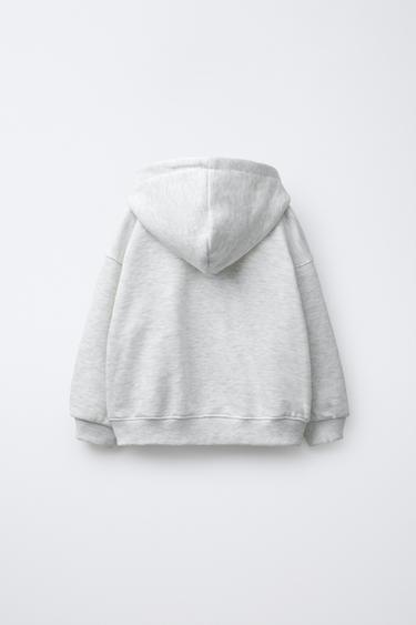 ハート柄プリント入りジッパースウェットシャツグレーマールZaraのハート柄プリント入りジッパースウェットシャツ - グレーマール