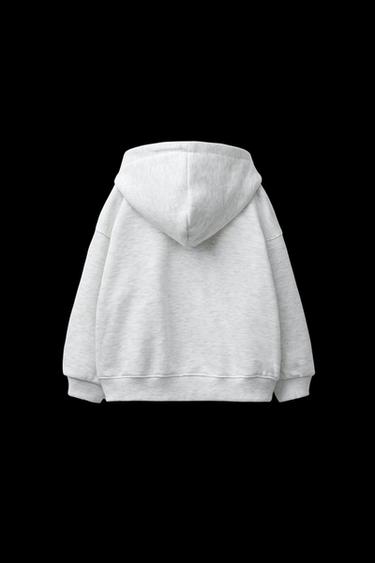 HEART PRINT ZIP-UP HOODIE - Grey marl by Zara