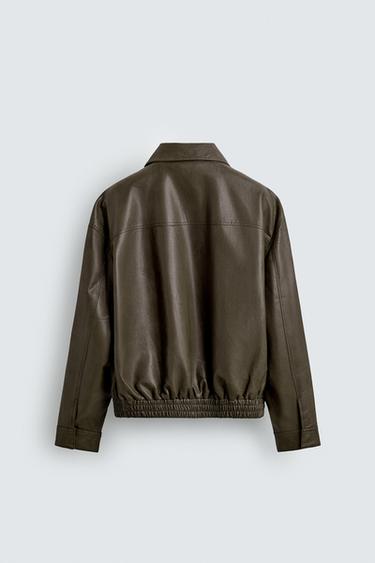 BLOUSON BOMBER EFFET MATIÈRE SYNTHÉTIQUE - Marron de Zara - Image 7