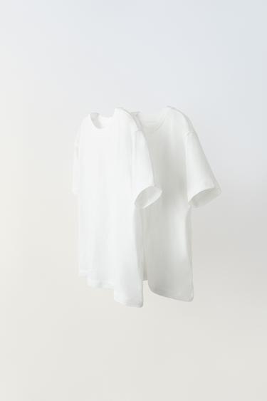 2-PACK OF PLAIN SLUB KNIT T-SHIRTS - White by Zara - Image 0