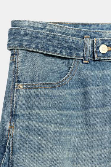 TRF BELTED MID-WAIST JEANS - Blue by Zara - Image 5