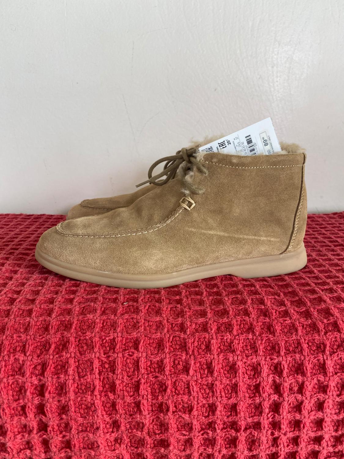 FAUX FUR LINED FLAT SUEDE ANKLE BOOTS - Image 2