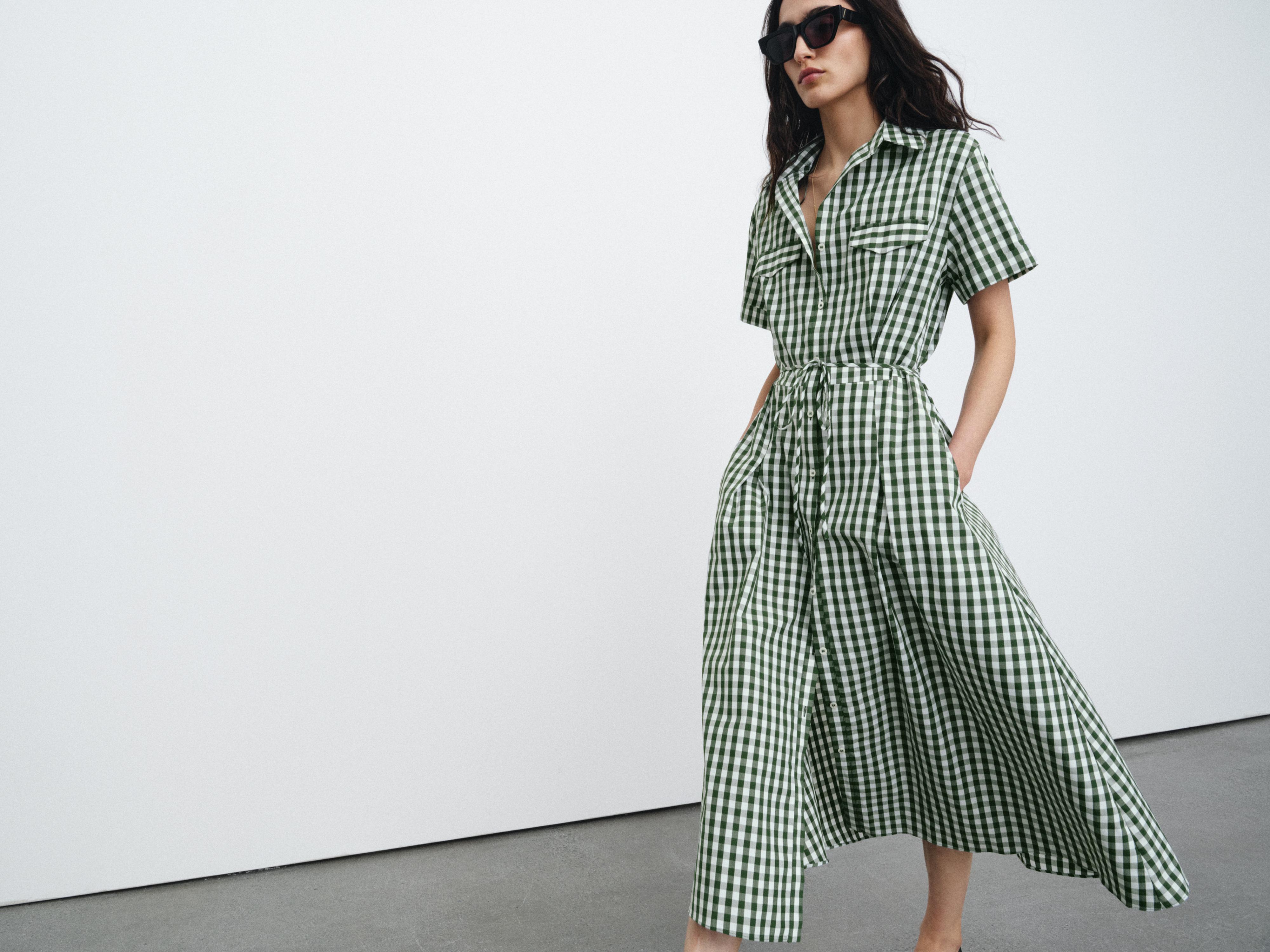 GINGHAM CHECK SHIRT DRESS ZW COLLECTION