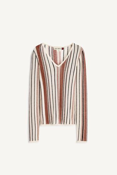 V NCK STRP JRSY - rayas de Zara