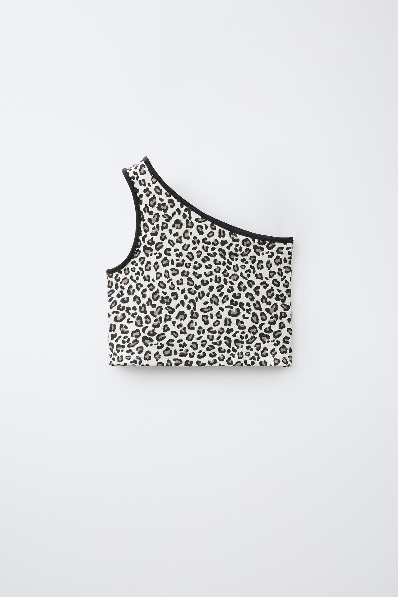 ASYMMETRIC ANIMAL PRINT TOP — Leopard