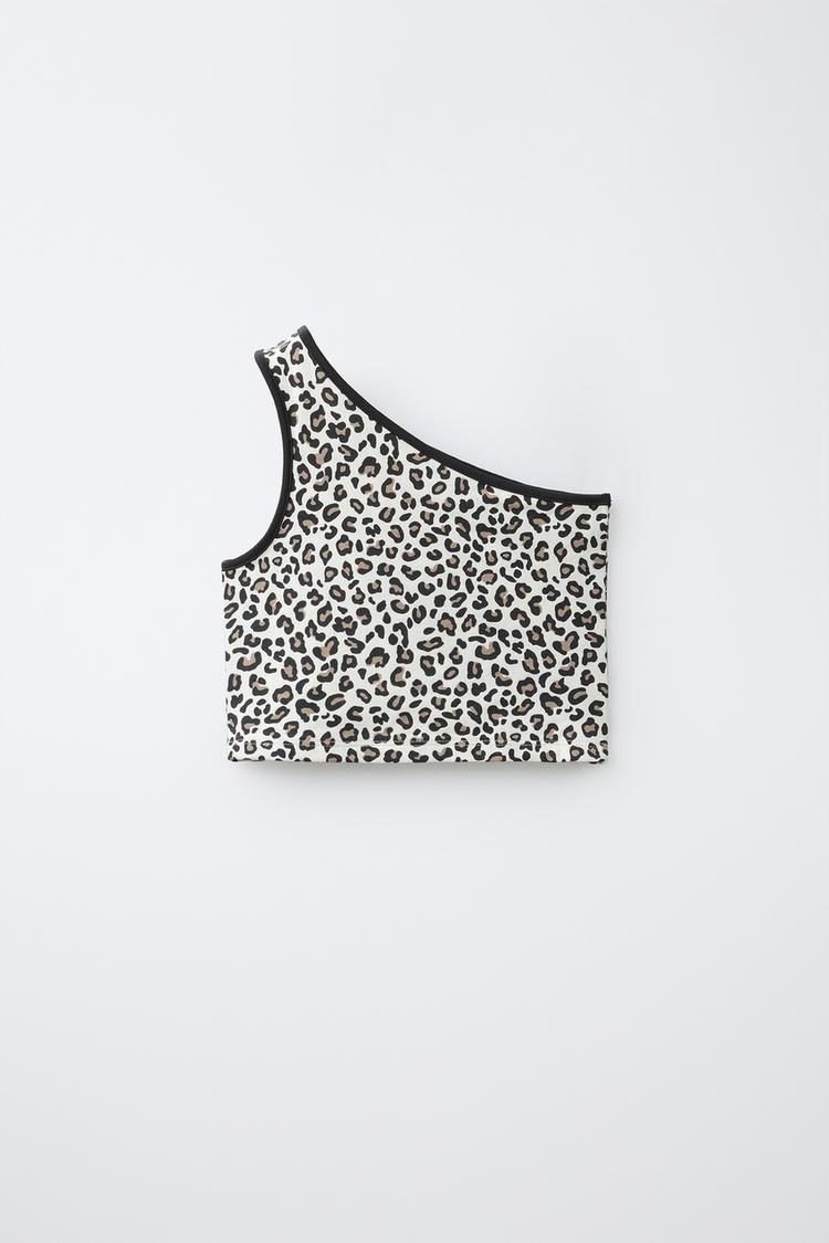Top asimetrico animal print