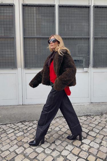 Zara WOOL CAPE SWEATER - Red