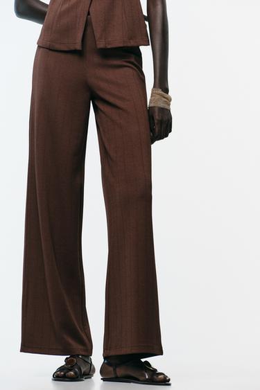 WIDE TWILL TROUSERS - Brown by Zara - Image 1