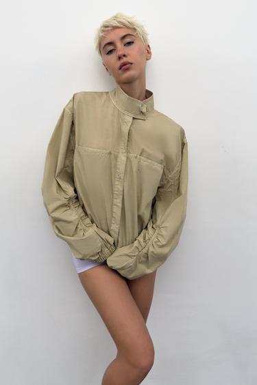 FADED-EFFECT POPLIN JACKET - camel by Zara - Image 0