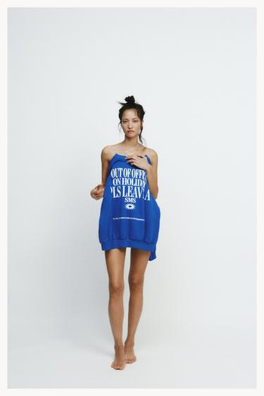PRINTED SLOGAN SWEATSHIRT - Bluish by Zara