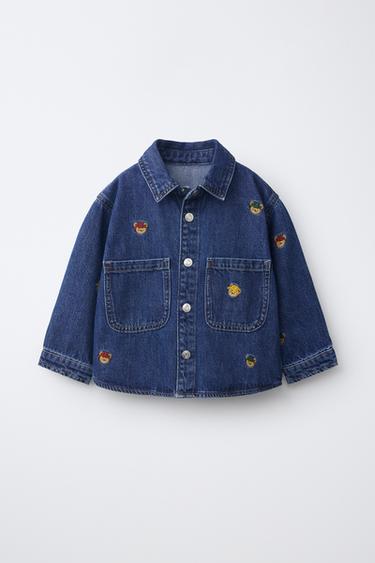 EMBROIDERED BEAR DENIM OVERSHIRT - Indigo by Zara
