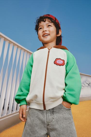 COLOUR BLOCK HOODIE WITH EMBROIDERED FLOWER - Multicoloured by Zara