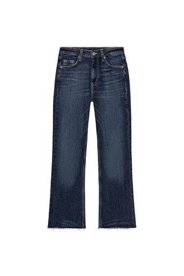 Zara TRF CROPPED FLARE HIGH WAIST JEANS - Navy blue