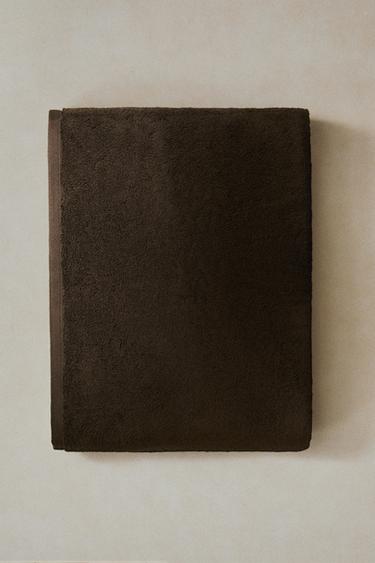 COLOURED TERRY BATH TOWEL - Dark brown by Zara - Image 4