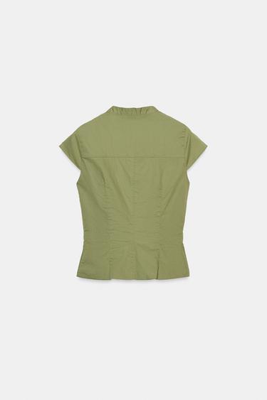 GABARDINE TOP WITH POCKETS - Khaki by Zara - Image 5