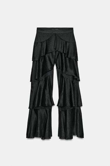 PANTALON À VOLANTS AVEC RAMIE ZW COLLECTION - Noir de Zara - Image 6