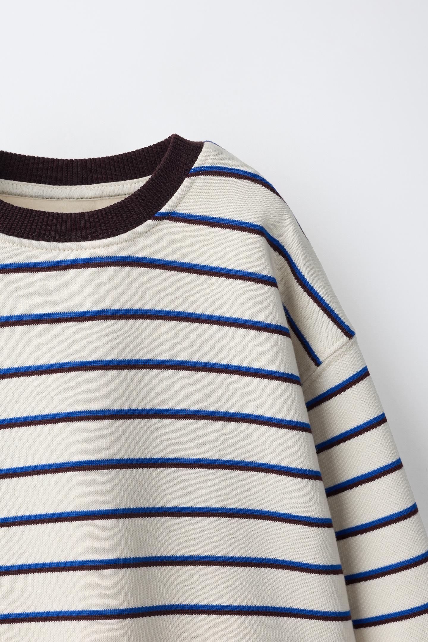 Детская толстовка Zara Striped, цвет: Экрю / Тёмно-бордовый — фото 3
