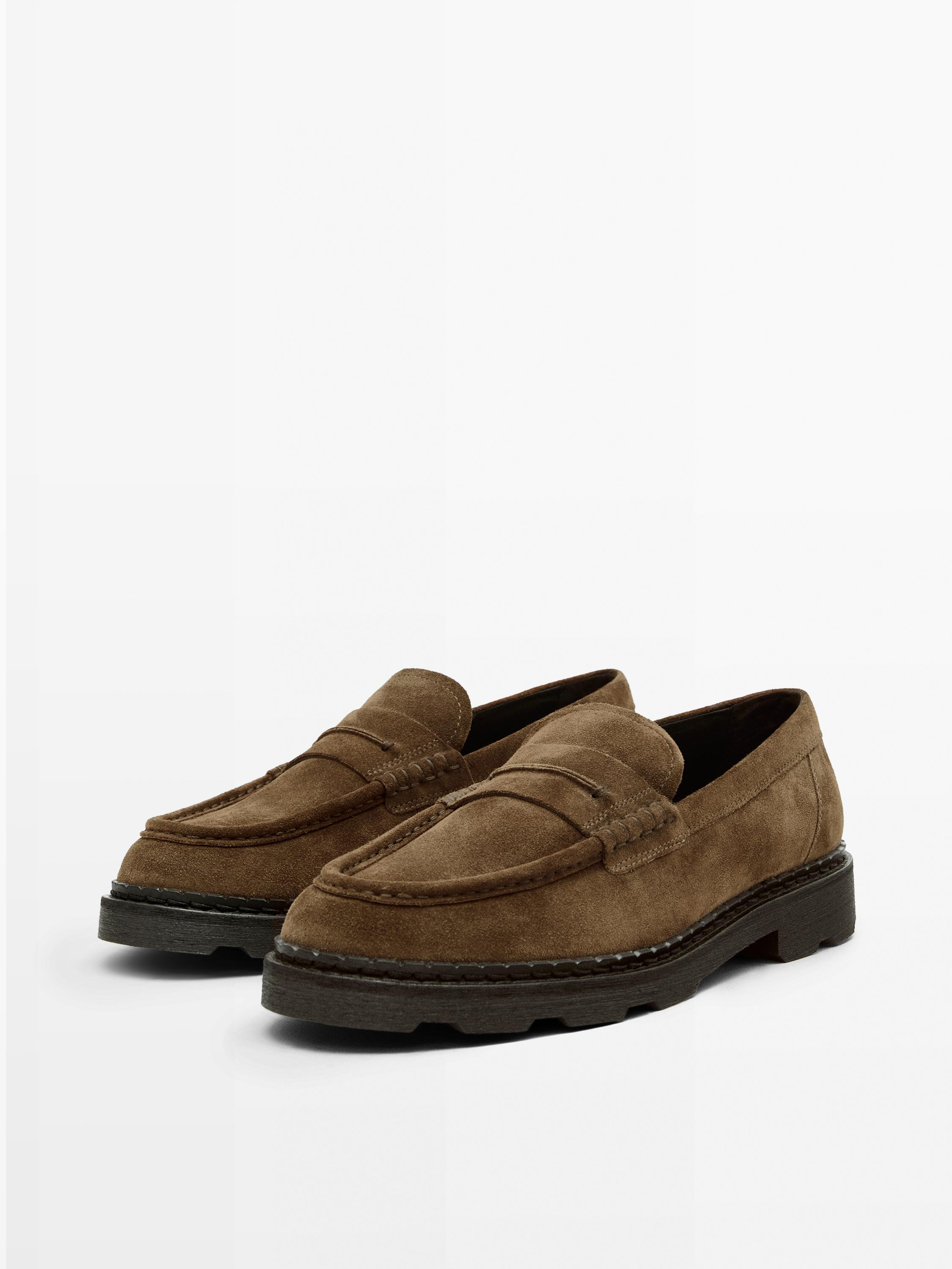 Leather track-sole loafers with penny strap