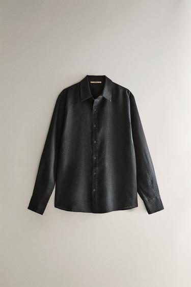 Zara LINEN SHIRT - Mid-gray - Image 0